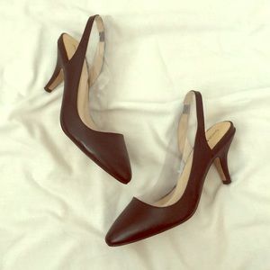 BNIB Black leather slingback kitten heels